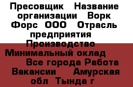 Пресовщик › Название организации ­ Ворк Форс, ООО › Отрасль предприятия ­ Производство › Минимальный оклад ­ 35 000 - Все города Работа » Вакансии   . Амурская обл.,Тында г.